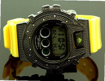 Ice Plus Diamond Shock Style Black Case Yellow Band