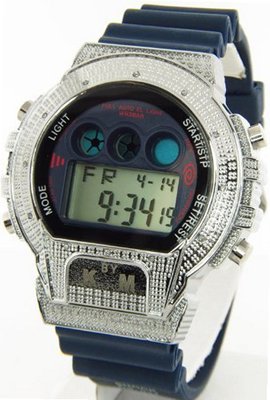 KM Diamond Shock Style White Case Navy Blue Band
