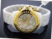 Techno Master 0.90 Ct Natural Diamond 40mm White Ceramic