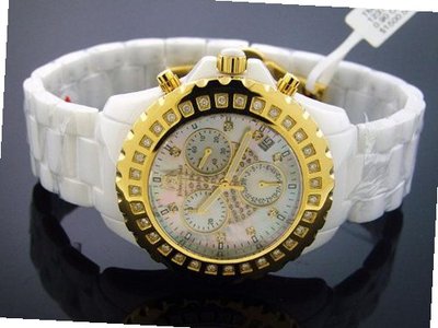 Techno Master 0.90 Ct Natural Diamond 40mm White Ceramic