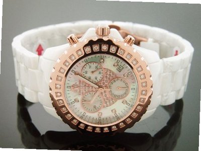 Techno Master 0.90 Ct Natural Diamond 40mm White Cermic