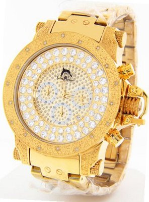 Techno Master Genuine Diamond All Gold Tone Metal Band #TM-2115-D