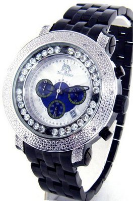 Techno Master Genuine Diamond Black Case Black Metal Band #TM-2108M