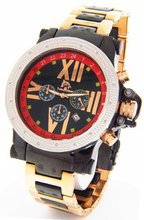 Techno Master Genuine Diamond Black Case Rose Gold Two Tone Metal Band #TM-2115-C