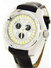 Techno Master Genuine Diamond Stainless Steel Case Leather Band w/ 2 Interchangeable Bands #TM-2129