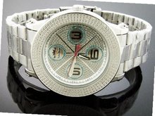 Techno Royale 50mm Round Silver Tone 12 Diamonds