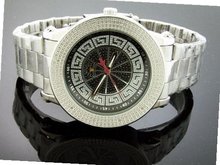 Techno Royale 50mm Round Silver Tone 12 Diamonds