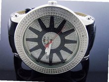 Techno Royale 50mm Round Silver Tone 12 Diamonds