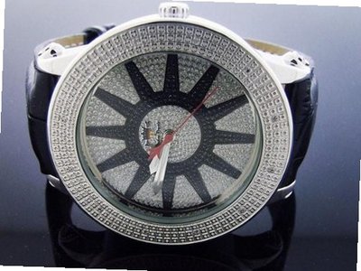 Techno Royale 50mm Round Silver Tone 12 Diamonds
