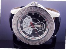 Techno Royale 50mm Round Silver Tone 12 Diamonds
