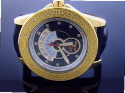 Techno Royale 50mm Round Yellow Gold 12 Diamonds