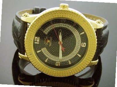 Techno Royale 50mm Round Yellow Gold 12 Diamonds