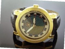 Techno Royale 50mm Round Yellow Gold 12 Diamonds