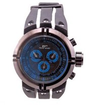 Techno Sport New Fashion Gun Metal Black Rubber -Blue Accent