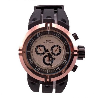 Techno Sport New Fashion Rose Gold Tone Black Rubber