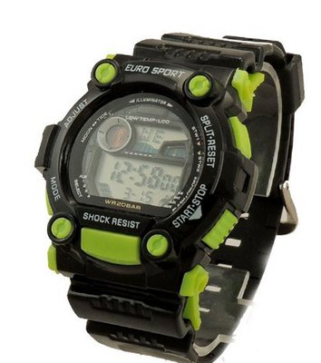 Techno Sport Shock Resistant Six Color Lighting Sport - Black/Green