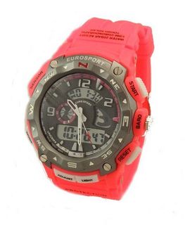 Teen's Tough Solar Analog-digital Sport -Hot Pink