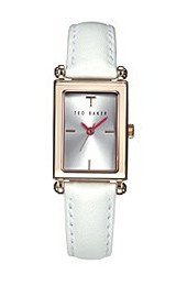 Ted Baker Rectangular Dial Leather - White #TE2114
