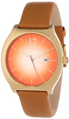 Ted Baker TE1102 Vintage Gold Case Orange Dial Brown Strap