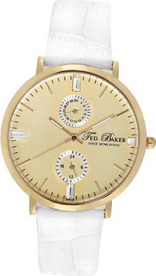 Ted Baker TE2105 Smart Casual Gold Dial Gold Case White Strap