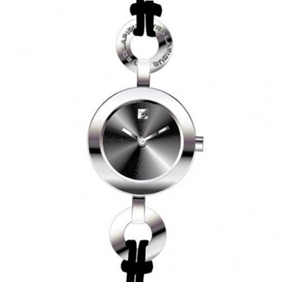 Silver Dial Black Leather