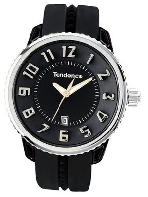 Tendence Gulliver Medium - Black & White Unisex Quartz with Black Dial Analogue Display and Black Plastic or PU Strap 02093020