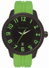 Tendence Gulliver Medium - Funky Unisex Quartz with Black Dial Analogue Display and Green Plastic or PU Strap T0930022