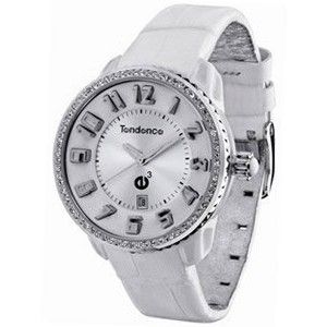Tendence Gulliver Medium - Stones Quartz with Silver Dial Analogue Display and White Plastic or PU Strap 02093001SS