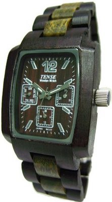 Tense Jumbo Oblong Multi Function 3 Dial Wood J8302DG