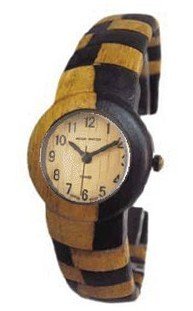 Tense Ladies Round Two Tone Sandalwood Flexible Cuff All Wood L8108DM
