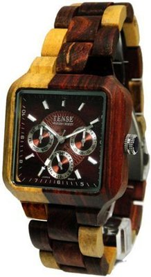 Tense Multicolored Natural Wood Square Dial Multi-Eye B7305IDM