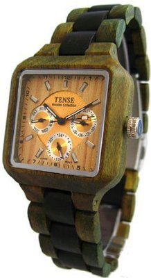 Tense Natural Wood - Square Dial Multi-Eye Green Dark Sandalwood B7305GD Light Face