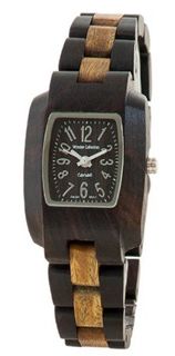 Tense Solid Dark Sandalwood w Green Wood Timber Small Wrist M8102DG-W