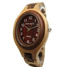Tense Solid Maple Sandalwood Ladies Unique Bracelet Wood L7301MS(Dark Face)