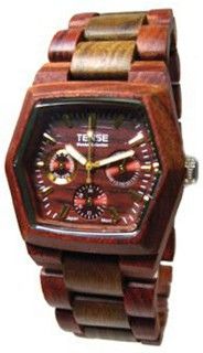 Tense Triple Dial Hexagon Wood Two Toned Sandalwood/Green G8303SG B (Brown Face)