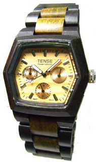 Tense Two-Tone Sandalwood Triple Dial Hexagon Wood Dark/Green G8303DG LF