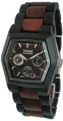 Tense Two-Tone Sandalwood Triple Dial Hexagon Wood Dark/Sandalwood G8303DS (Dark Faced)