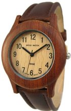 Tense Unisex Round SandalWood w/ Leather Band G8003S