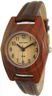 Tense Unisex Round Sandalwood w/ Leather Band G9084S