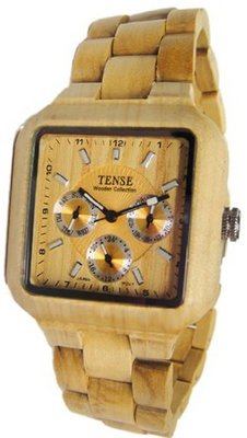Tense Wood Square Dial Multifunction 3 Dial Unique Maple B7305M