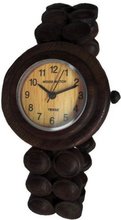 uTense Wood Watches Tense Ladies All Natural Dark Sandalwood Bead Stretch Wood L8007D 