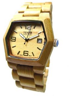 uTense Wood Watches Tense Maple Wood Date Window Hexagon G8300M (Light Face) 