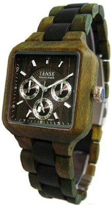 uTense Wood Watches Tense Natural Wood Multi-Eye Green Dark Sandalwood B7305GD-W DF 