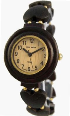 Tense Solid Dark Sandalwood Ladies Round Heart Stretch Band Wood L7007D