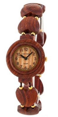 Tense Wood Ladies Solid Wood Heart Band Stretch Hypo-Allergenic L7007S