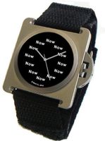 "Now" Is the Time That Is Shown Each Hour on the Dial of the Satin Finish 316L Stainless Steel with a Velcro Strap