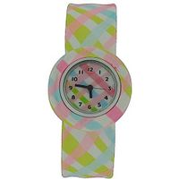 Funky Pastel Criss Cross Design Girls Slap On Analogue Silicone Sports