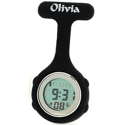 Olivia Collection Black Digital Multi Function Silicone Nurses Fob TOC77