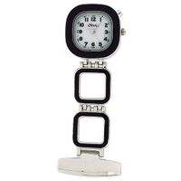 The Olivia Collection Backlight White Dial Black Square Nurses Fob TOC52