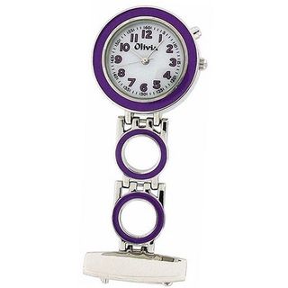 The Olivia Collection Backlight White Dial Purple Nurses Fob TOC51